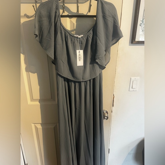 Baltic Born Sonia Off Shoulder Maxi Dress Large Dusty Blue NWT - Picture 7 of 15